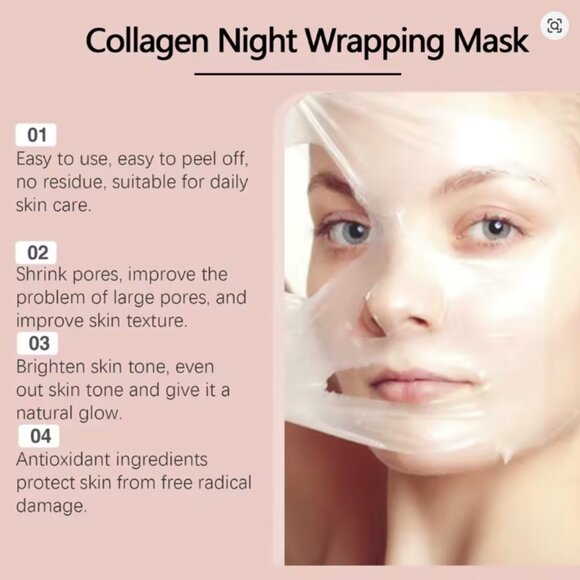 Collagen Overnight Wrapping Peel Off Facial Mask Set Korean Collagen Night Wrap - Picture 4 of 7